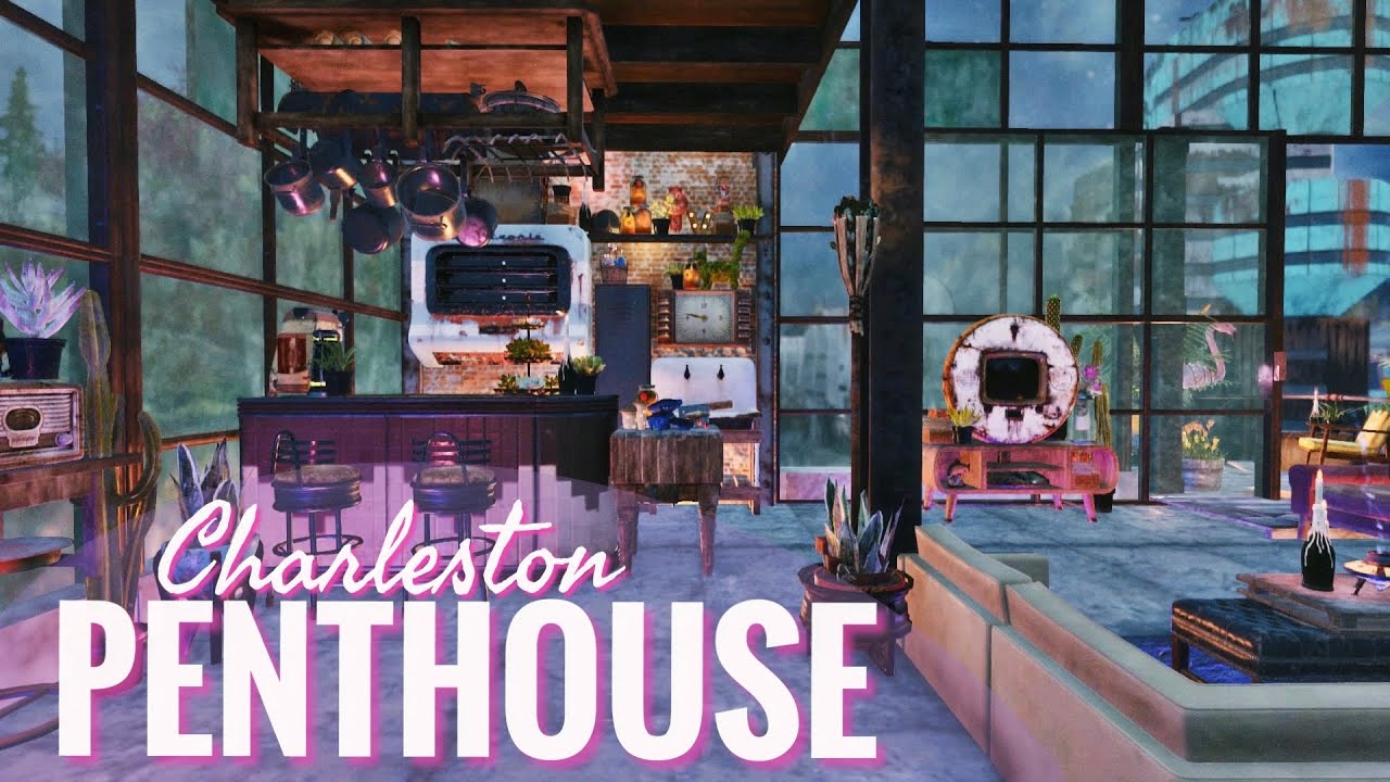 Fallout 76 CAMP Build: Charleston Penthouse Apartment 🌃 Rooftop Modern Industrial Loft