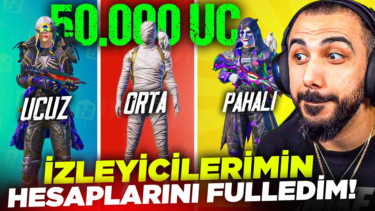 50.000 UC'YE İZLEYİCİLERİMİN HESABINI FULLEDİM!! 😱 UCUZ, ORTA, PAHALI HESAP FULLEME | PUBG MOBILE