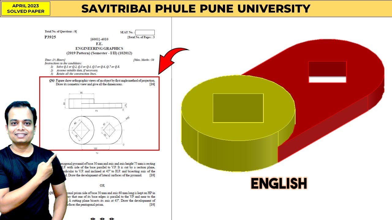 SPPU | Pune University | April 2023 | Engineering Graphics | PYQ | Q6 | Isometric View