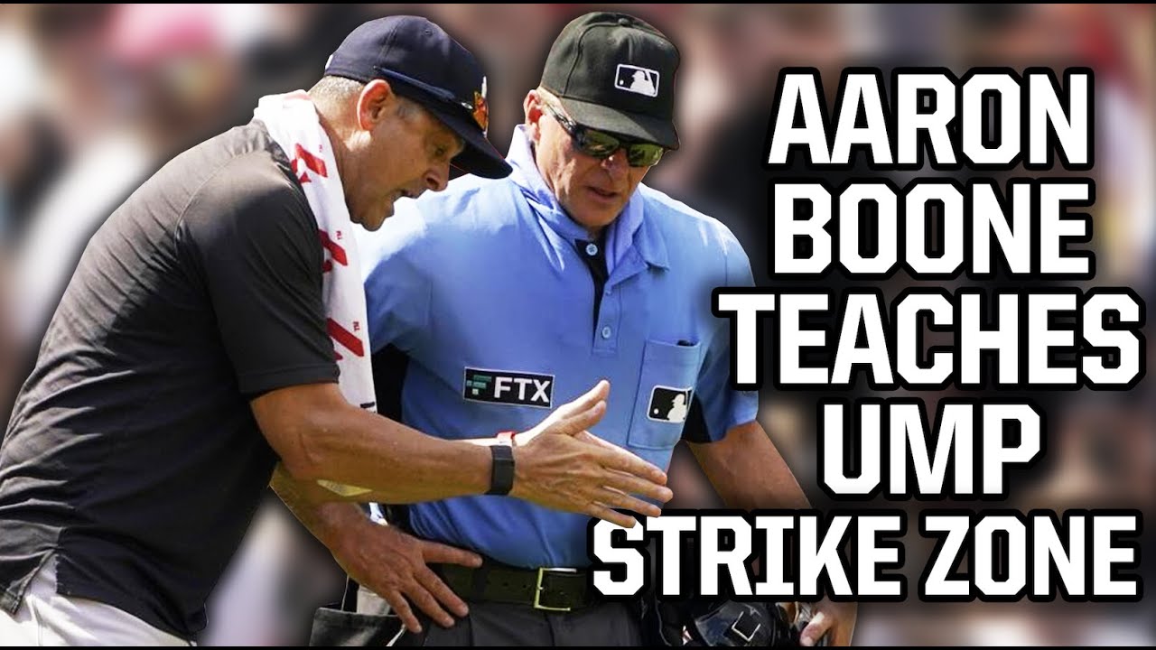 Boone explains how calling strikes works to the ump, a breakdown