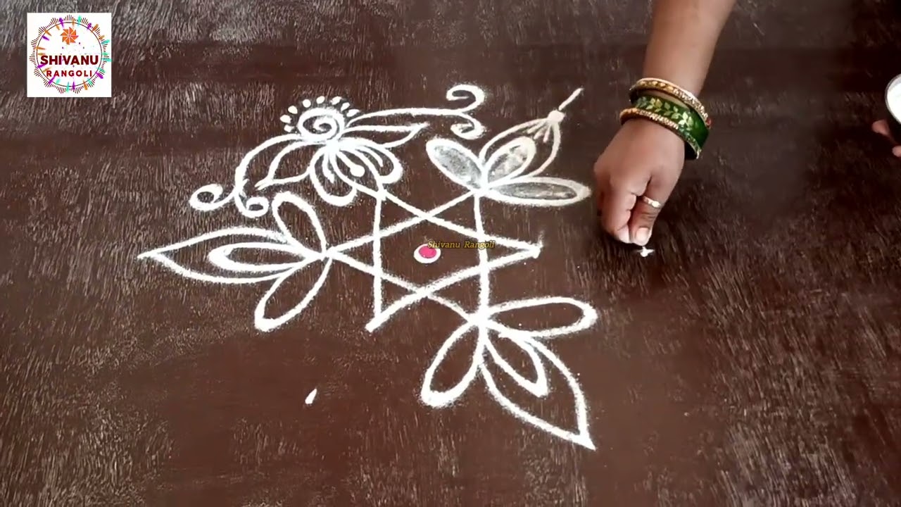 5x3 Dots Daily Use Rangoli | Star Design Rangoli | Lotus Design Muggulu | Beautiful Design Kolam