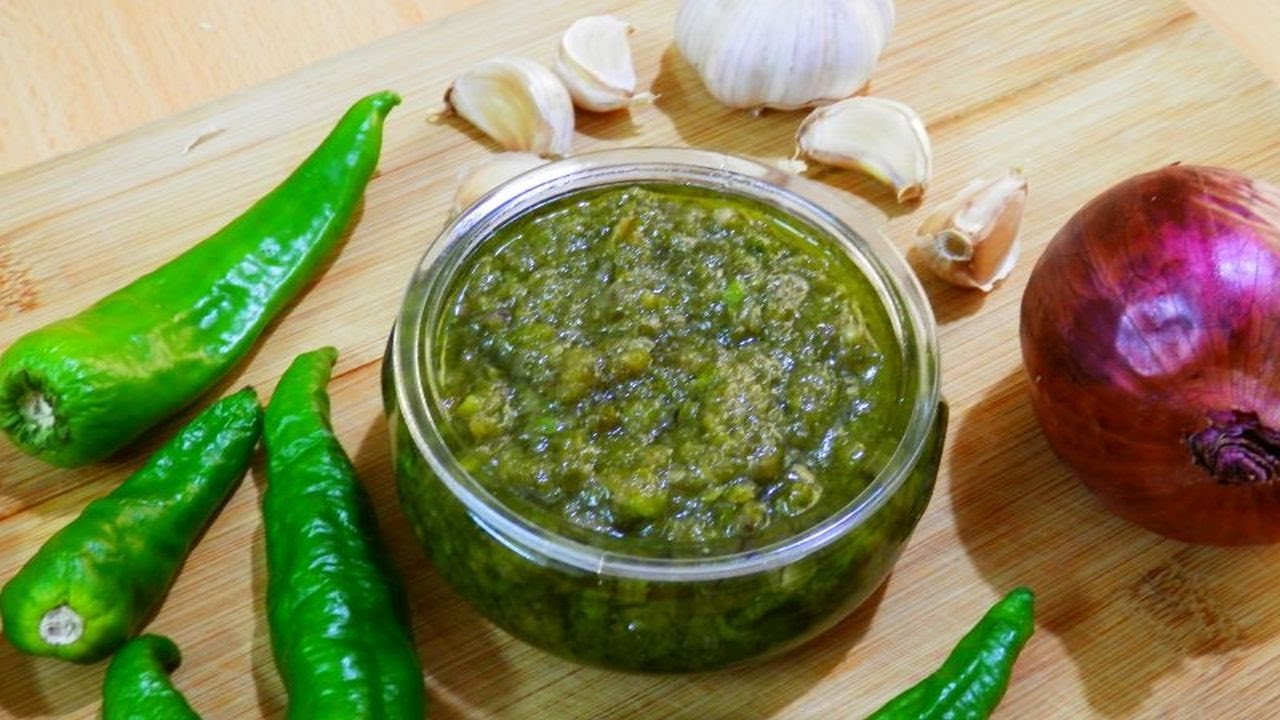 شطة فلفل أخضر تايلندي بالثوم -سمبل حار- نام بريك -صوص غمس| Thai green pepper paste with garlic
