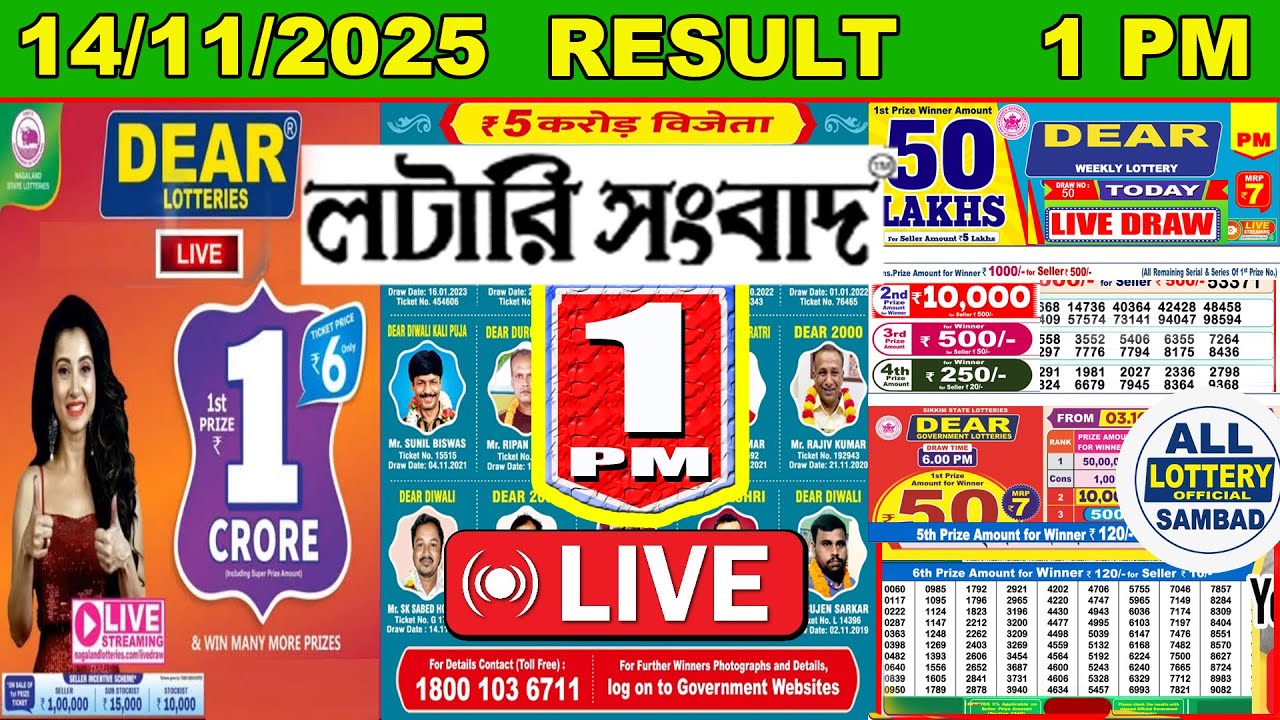 Dear Victory Morning 1 PM Lottery Result Live | Lottery Sambad Live 14/11/2025 Nagaland Lottery Live
