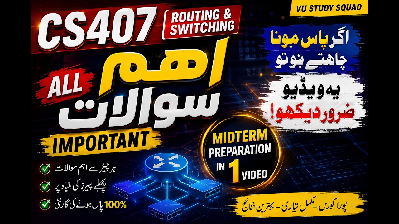 CS407| current midterm papers 2026| Routing and switching|Vu Study Squad