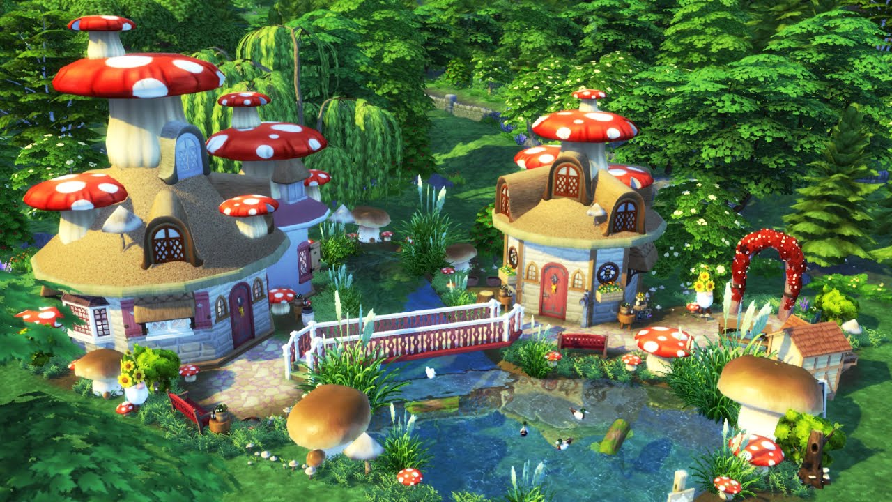 FAIRY MUSHROOM VILLAGE | Sims 4 Speed Build