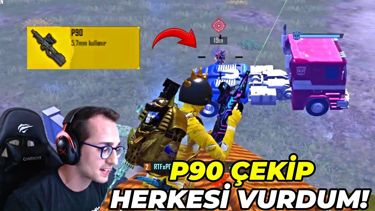 RANK MAÇINDA P90 ÇEKİP HERKESİ VURDUM ! PUBG MOBILE