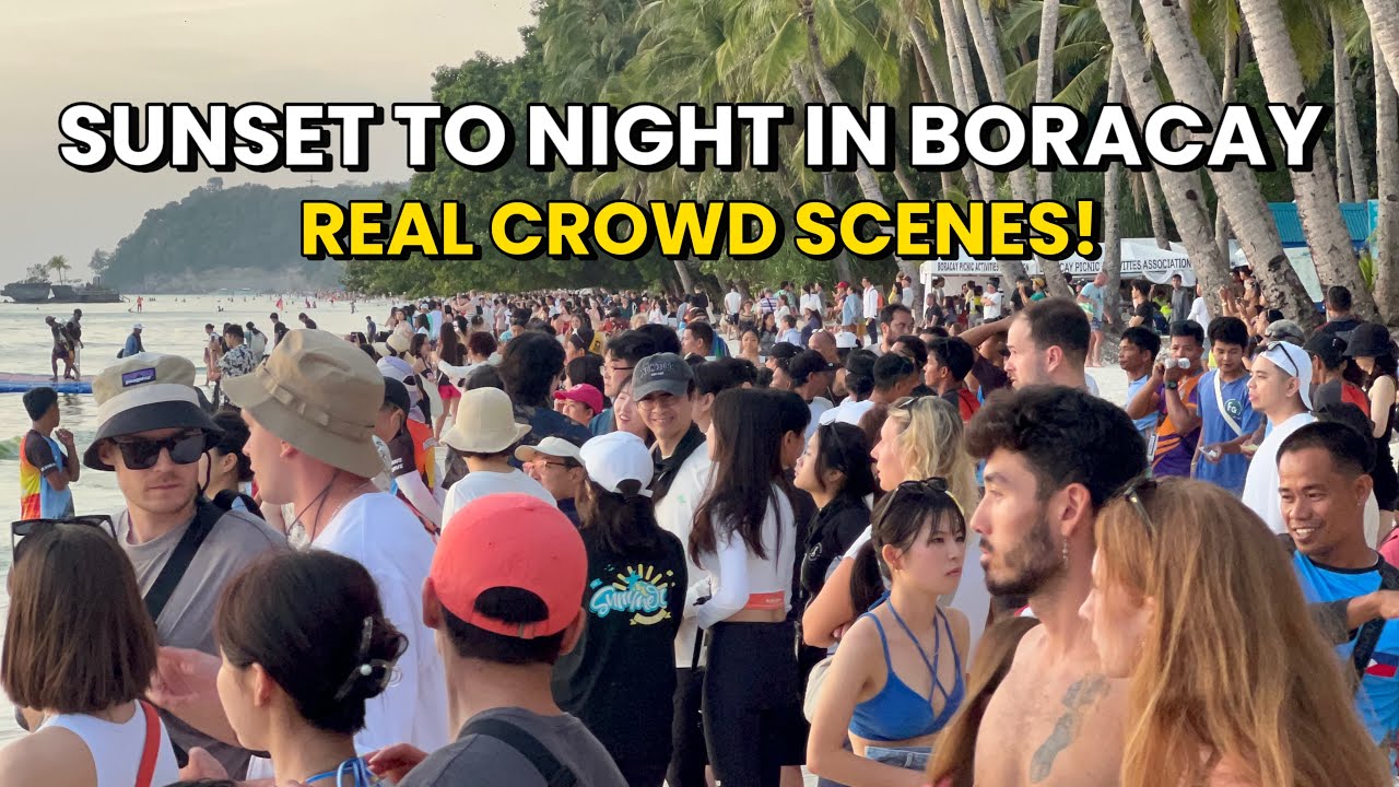BORACAY Philippines | January 30 2026 | Walk Tour At The White Beach In Sunset To Night | Crowded