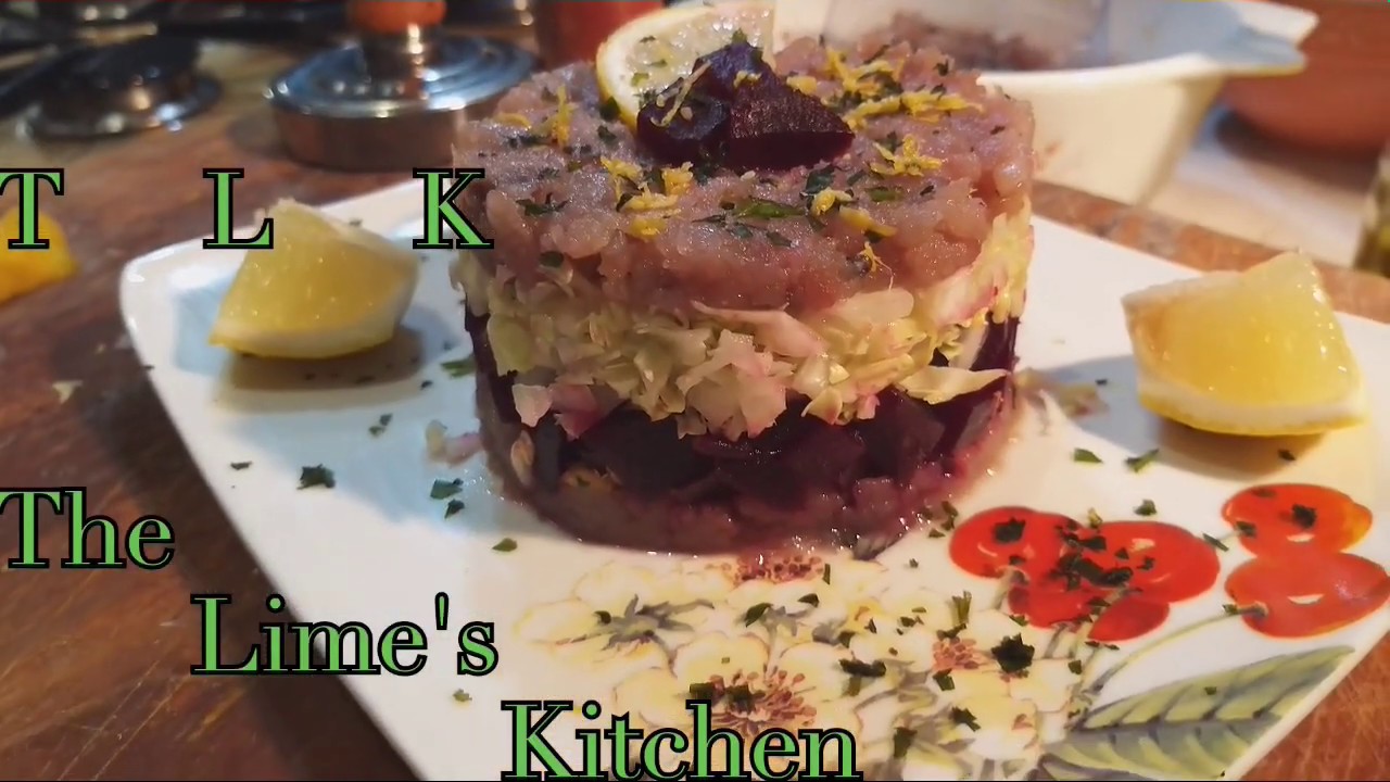Tartare di pesce, rapa rossa e verza