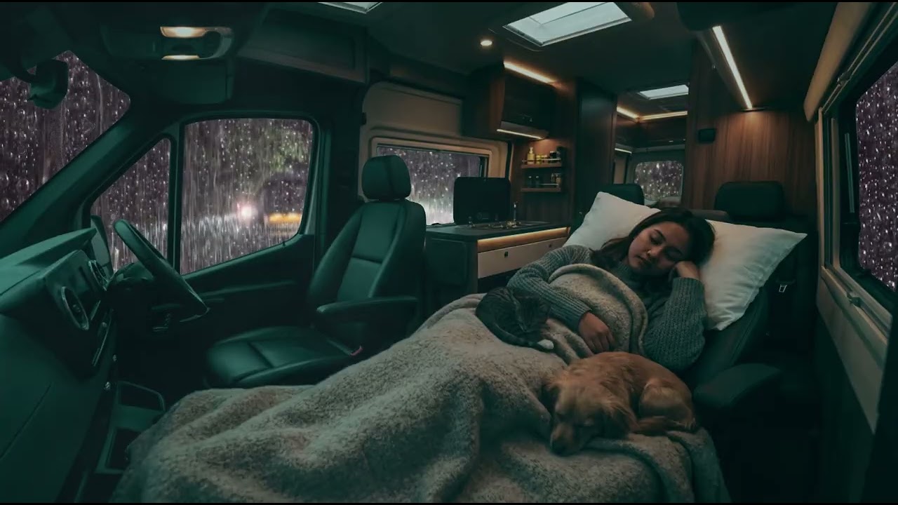 No Ads, Fast Sleep Hypnosis within 4 Minutes to Sleep Instantly, Heavy Rain, Thunder on Car at Night
