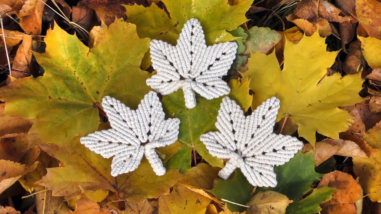 🍁 Macrame Leaf Keychain, Necklace, Feather, Leaves Tutorial