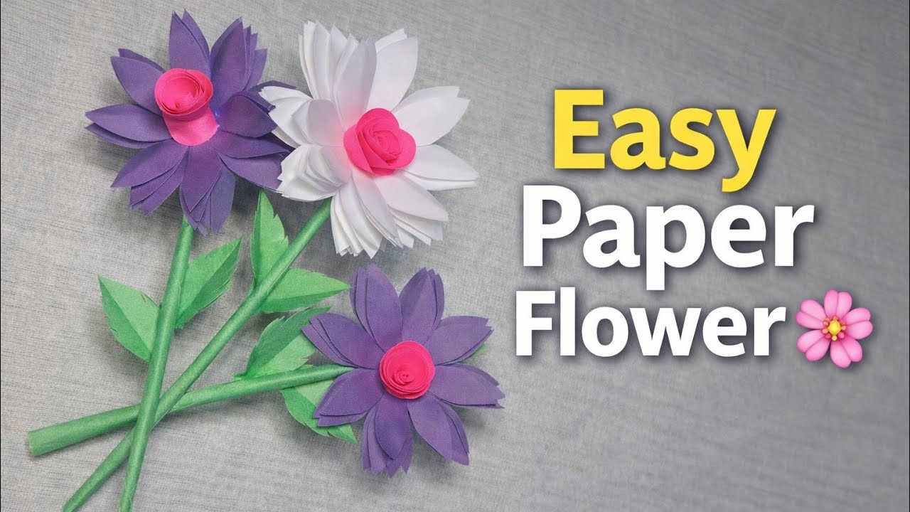 Beautiful Paper Flower Bouquet Making | Easy Craft🩵💜DIY Paper Flower🌸