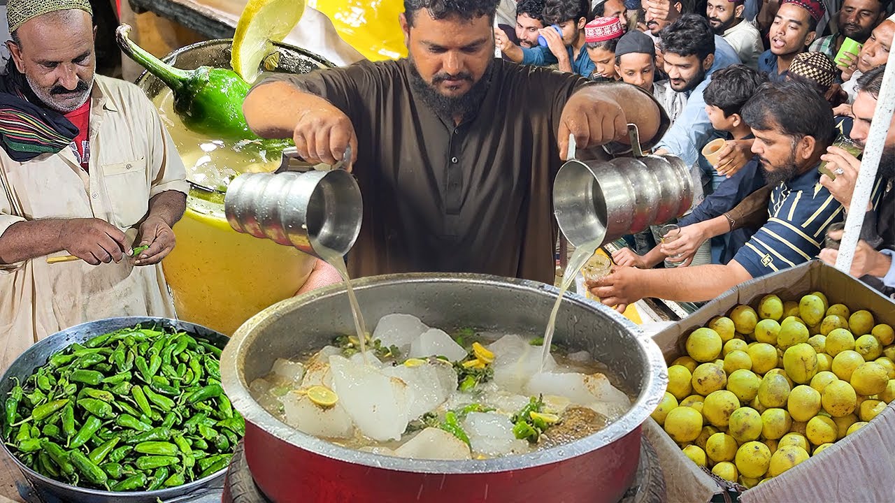 HUGE MAKING OF LEMON JUICE | KARACHI STREET DRINK KULUKKI SARBATH | RASHIDA HUSSAIN