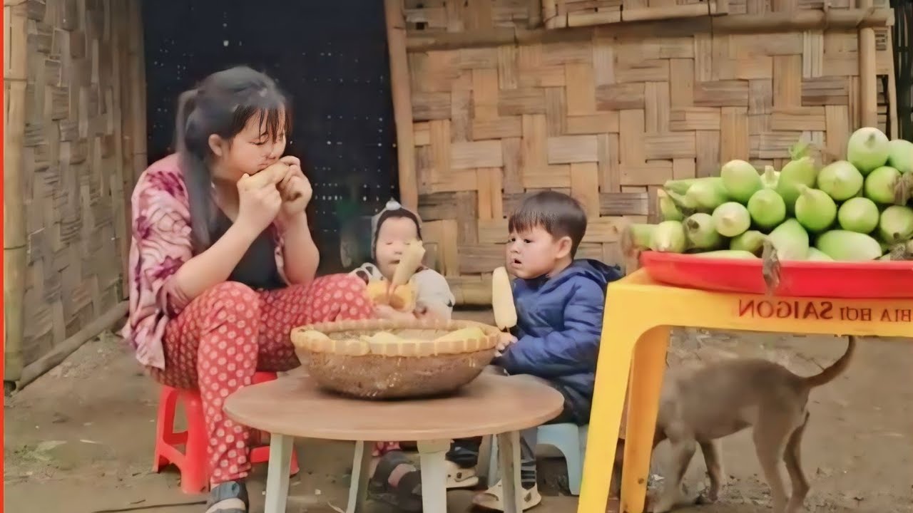 Eldest Son Joyfully Helps His Mother Pick Corn to Bring Home and Cook