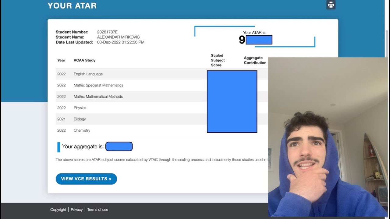 VCE Atar Reaction 2022. Will I get into Dentistry?! : /