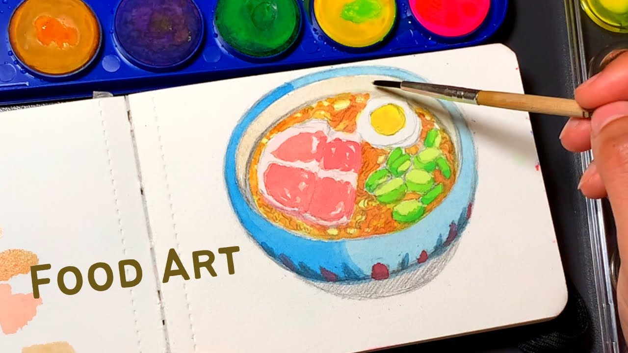 نجرب نرسم اكل و مشروب لاول مره ! 🫣❤️‍🔥 الوان مائية x الوان خشبية ✨