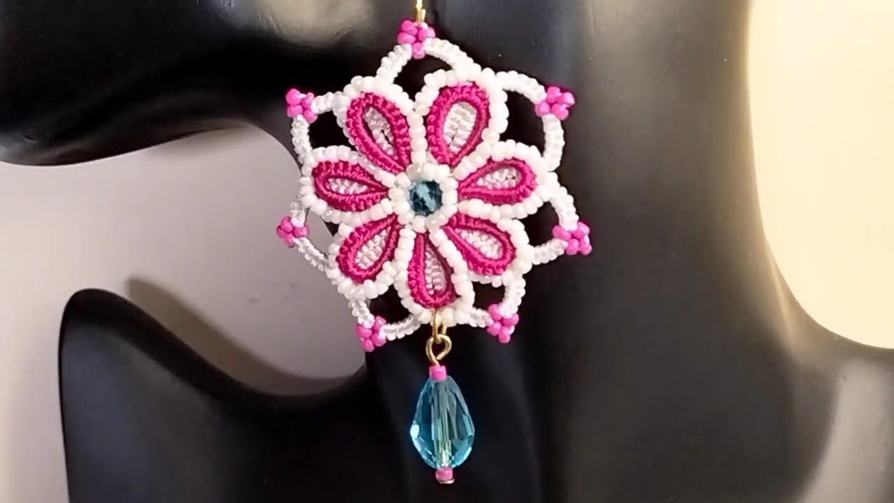 # 62 Tatting earrings/Shuttle/Beads adding💕💕