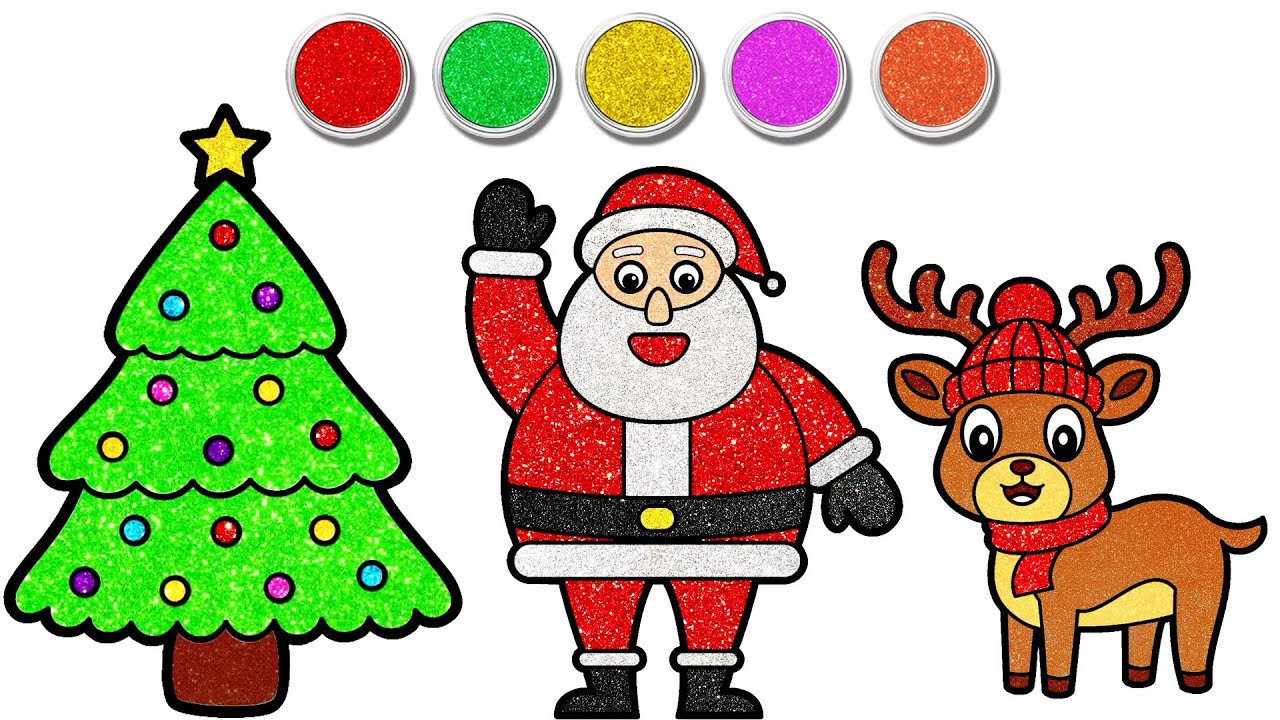 How to Draw Easy Christmas Tree - सांता क्लॉस कैसे बनाएं Christmas Drawing Coloring Chiki Art Hindi