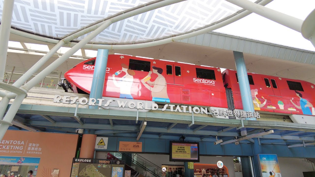 Sentosa Express Monorail Line - VivoCity to Sentosa Island - Singapore 4K
