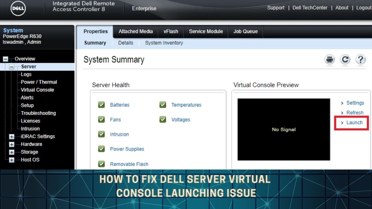 iDRAC's Virtual Console Manage