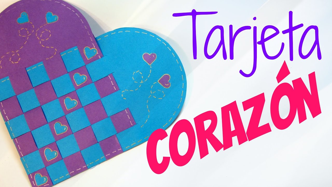 Tarjeta de corazón trenzado (San Valentín). Heart card.