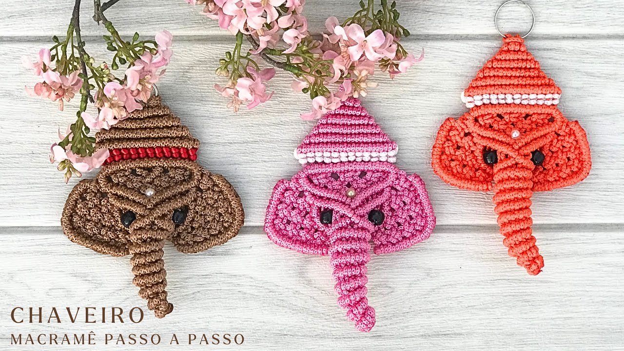 Chaveiro de Macramê passo a passo | Ganesha tutorial | Macrame Ganesha Keychain | Fê Barreiros