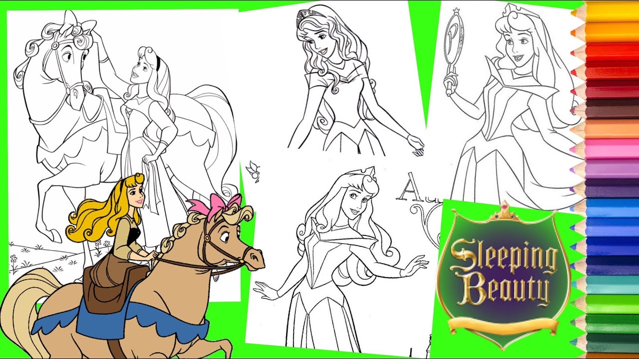 Coloring Princess Aurora & Castle - Sleeping Beauty Coloring Pages for kids
