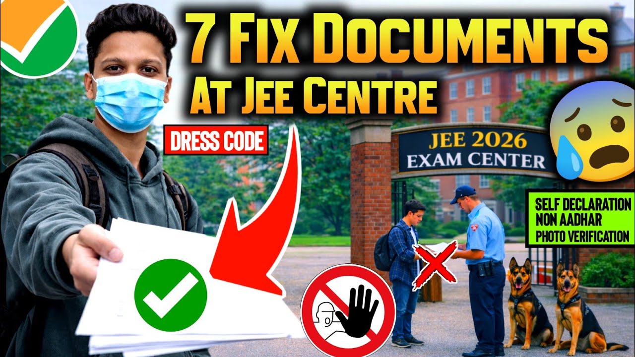 JEE Mains 2026 😰: Documents Required For Jee Mains Exam Centre | Dress Code For Jee Mains 2026 🔥!!