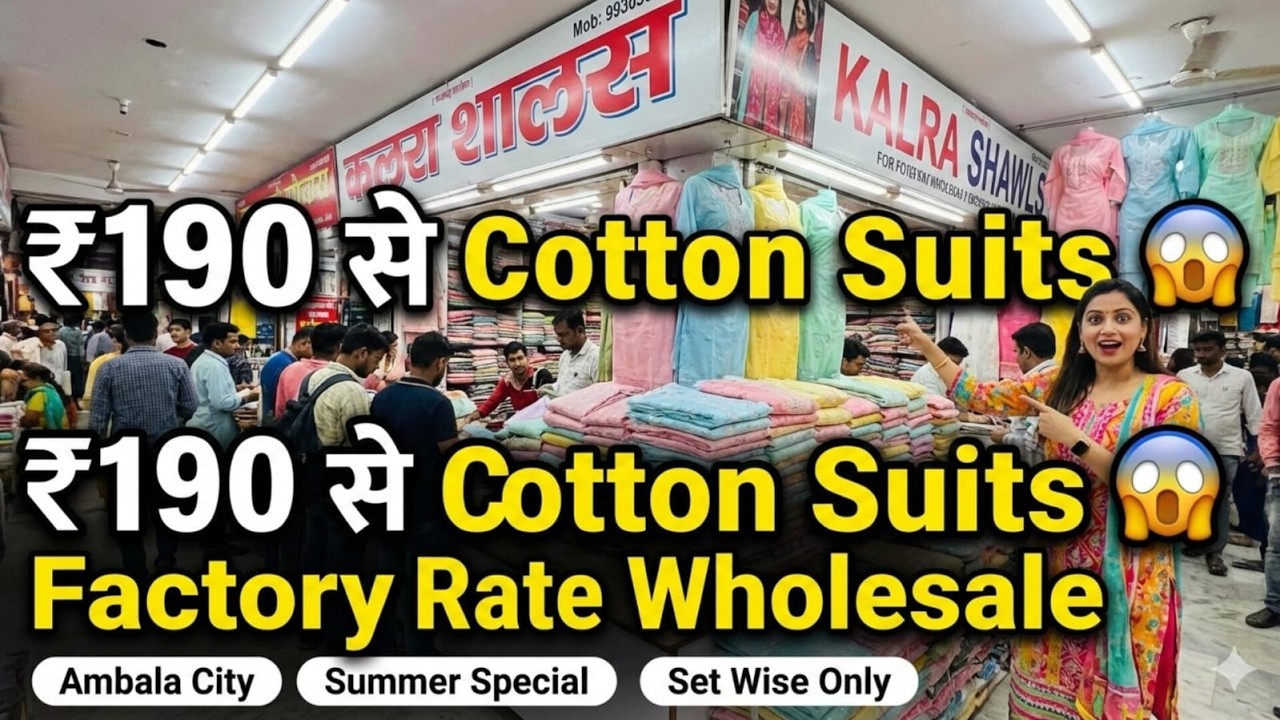 ₹190 से Cotton Suits 😱 | Ambala Wholesale Market | Kalra Shawls Summer Collection