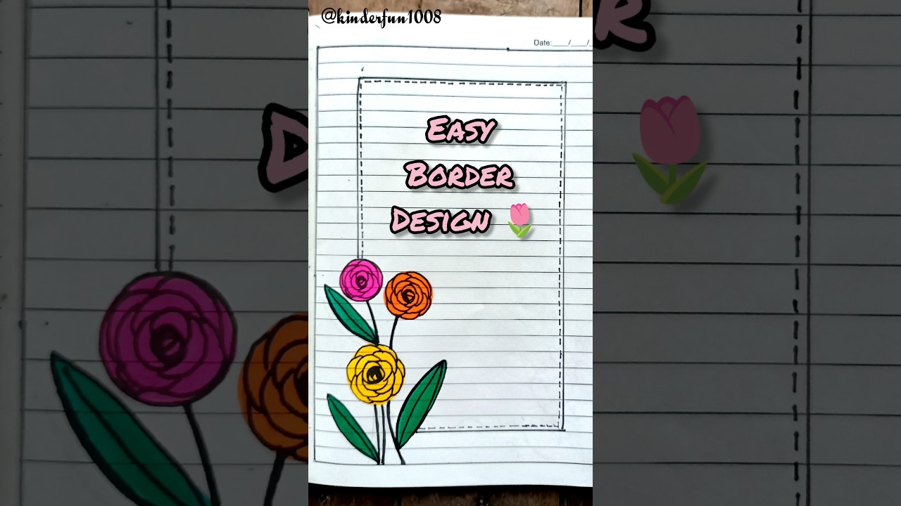 1min easy border design #drawing #fun #art #coverpage #assignment #apt #cute #flowers #easy #shorts