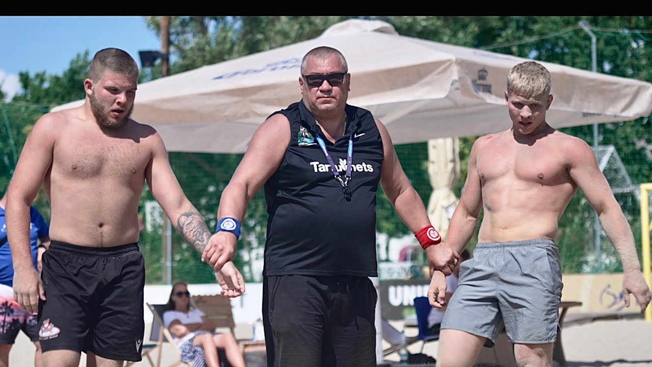 Raimond Uibo (EST) vs Andreas Välja (EST) 80kg. Men beach wrestling.