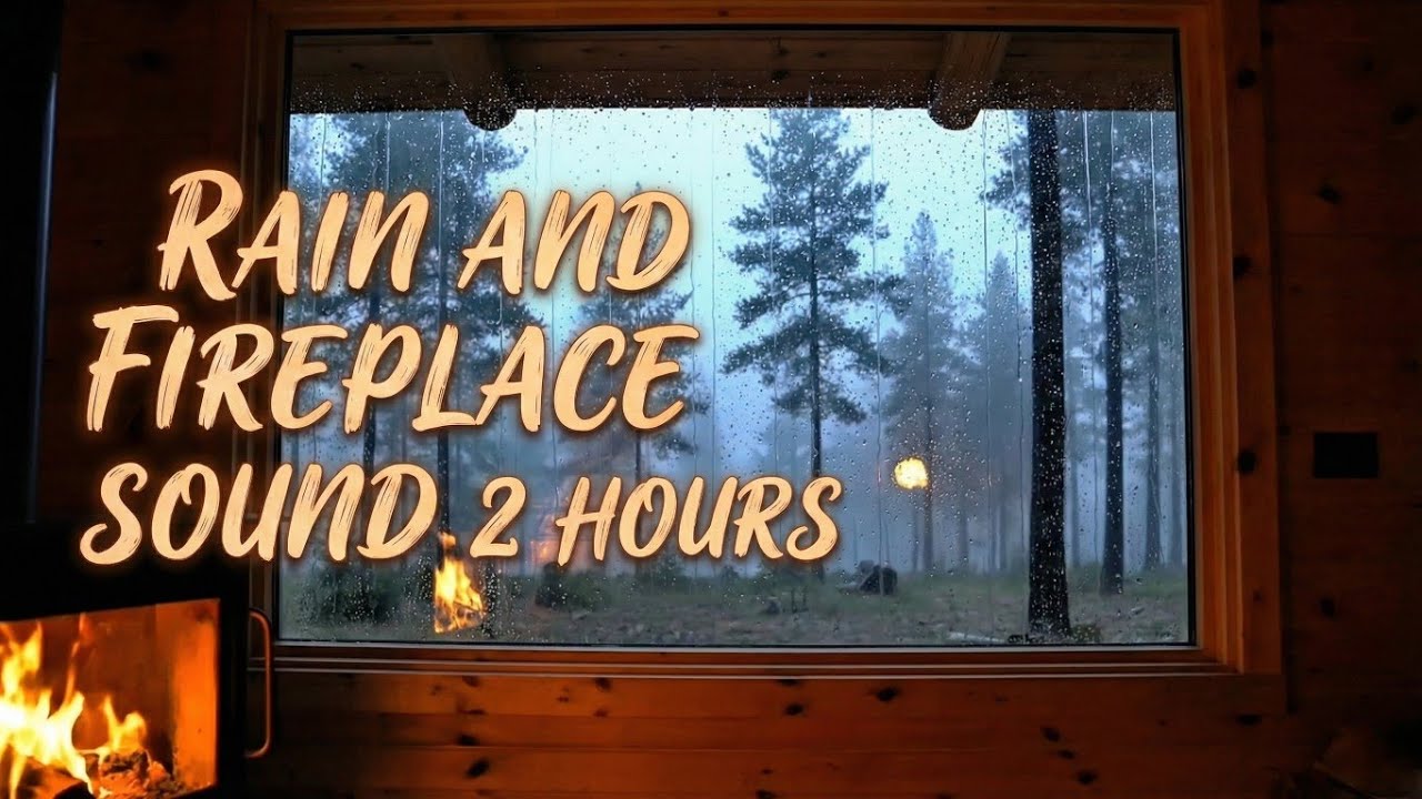 Rain and Fireplace Sounds for Sleep | Cozy Cabin Ambience | 2 Hours