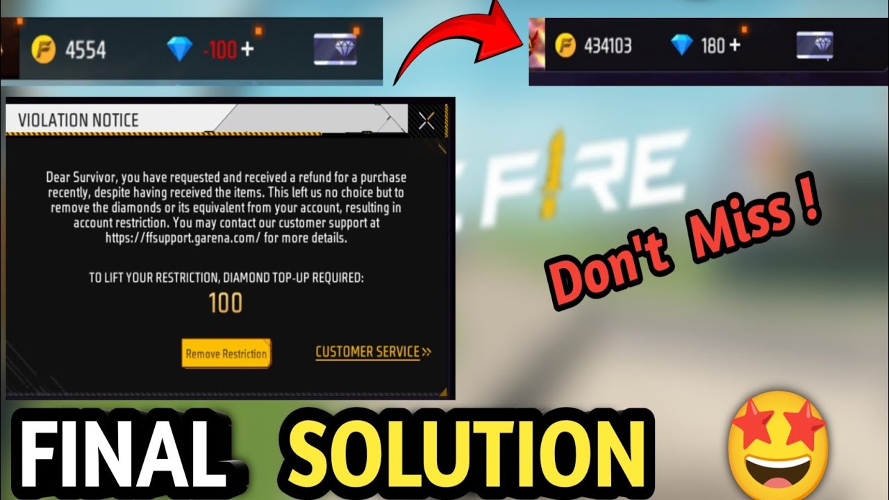 Free Fire Negative Diamonds Problem 100% Solve😘 | Account Restrictions Problem Solve In Free Fire 🔥