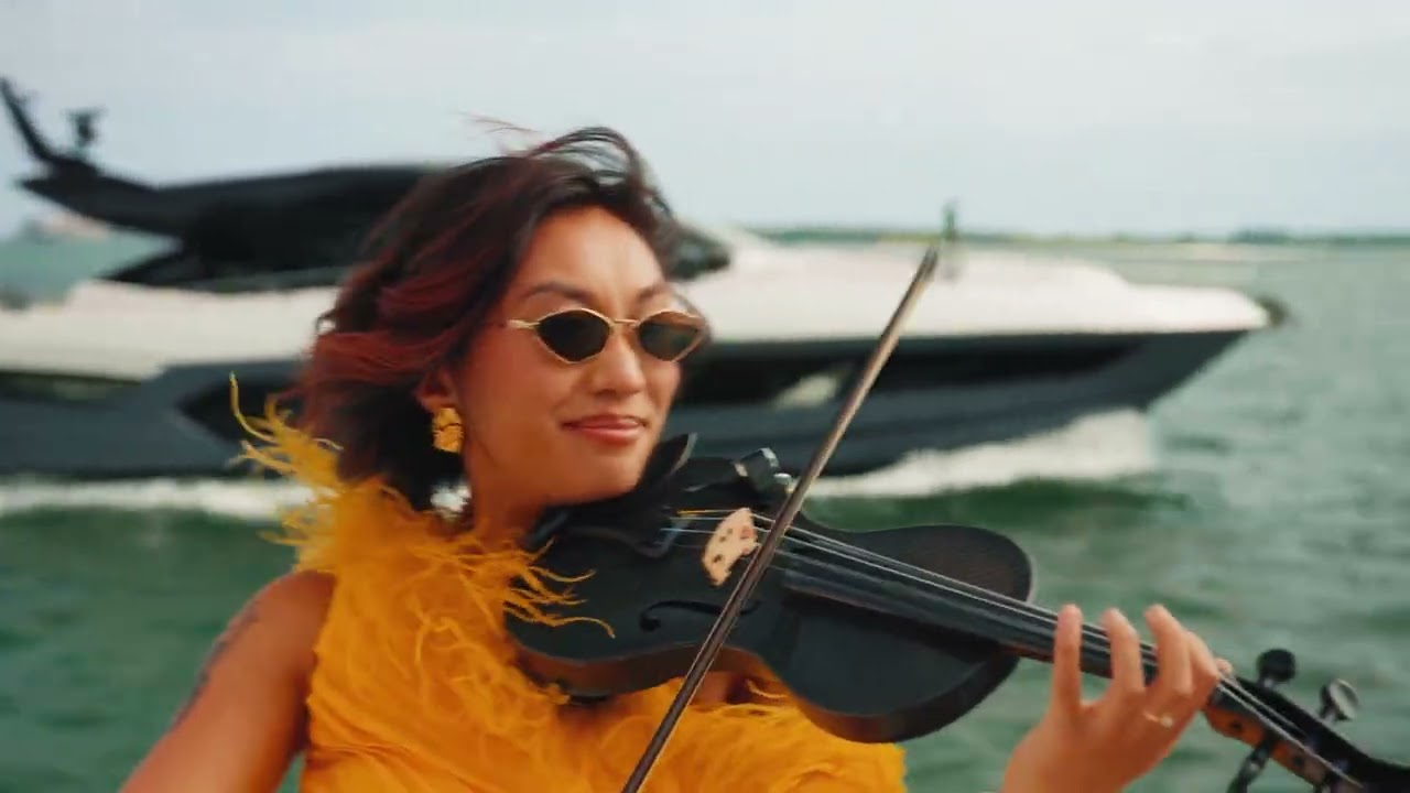 Bad Bunny Violin Covers On A Yacht Super Bowl Half-Time Violinist Rose Crelli Violin Miami Florida