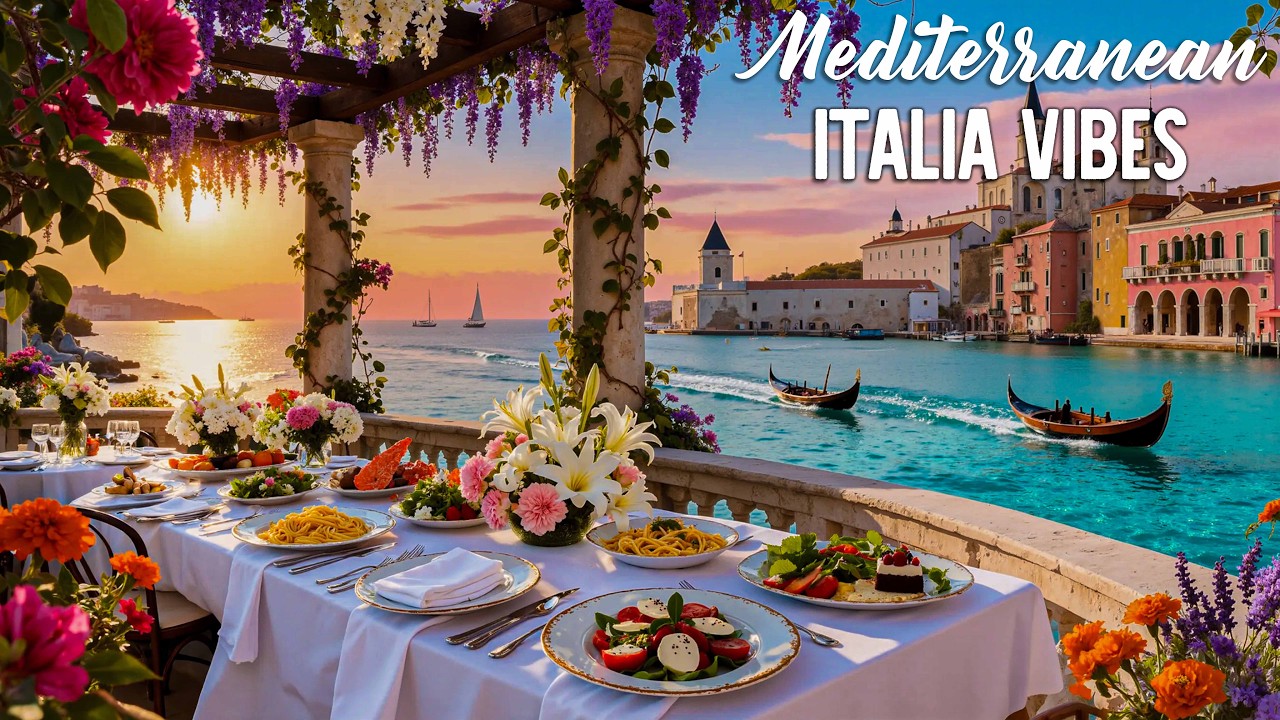 Golden Mediterranean Sunset 🎶 3 Hours of Relaxing Italian Vibes & Dreamy Coast Views 🌊