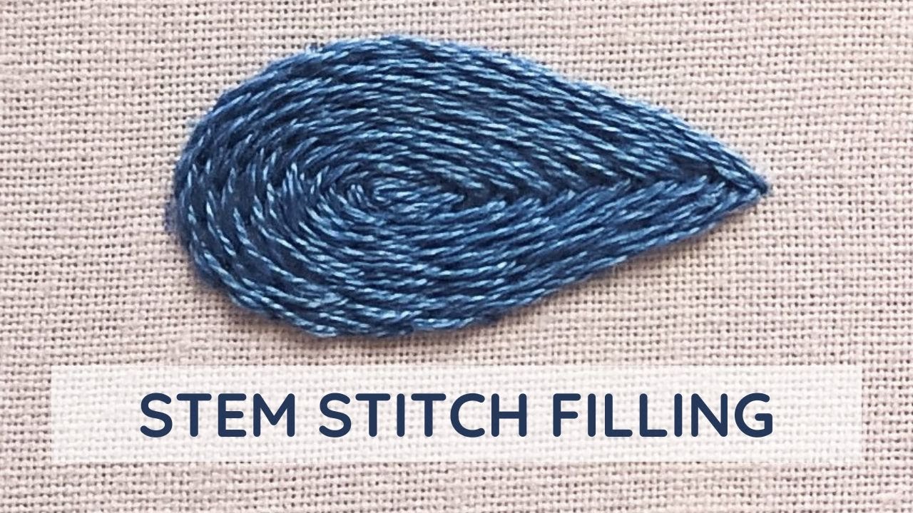 Stem stitch filling hand embroidery video tutorial