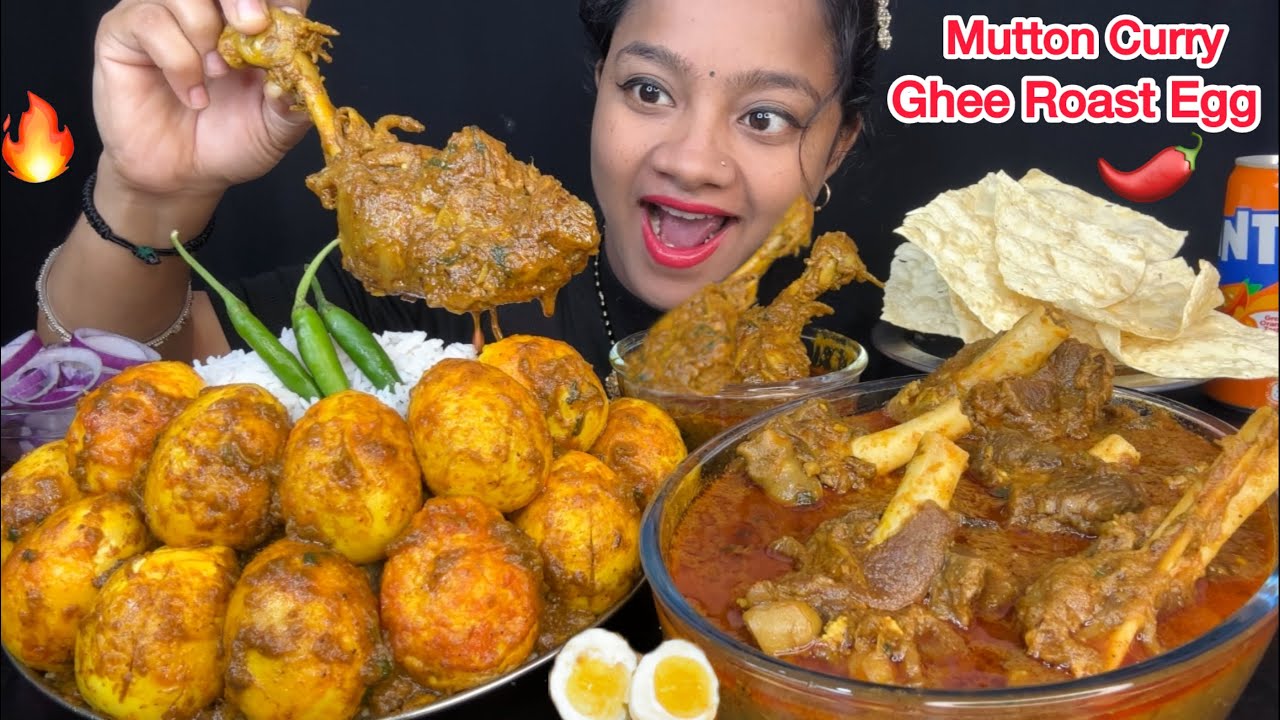 Spicy Egg Masala, Mutton Curry, Chicken Masala Curry With Rice Asmr 😋 Food Videos 👌