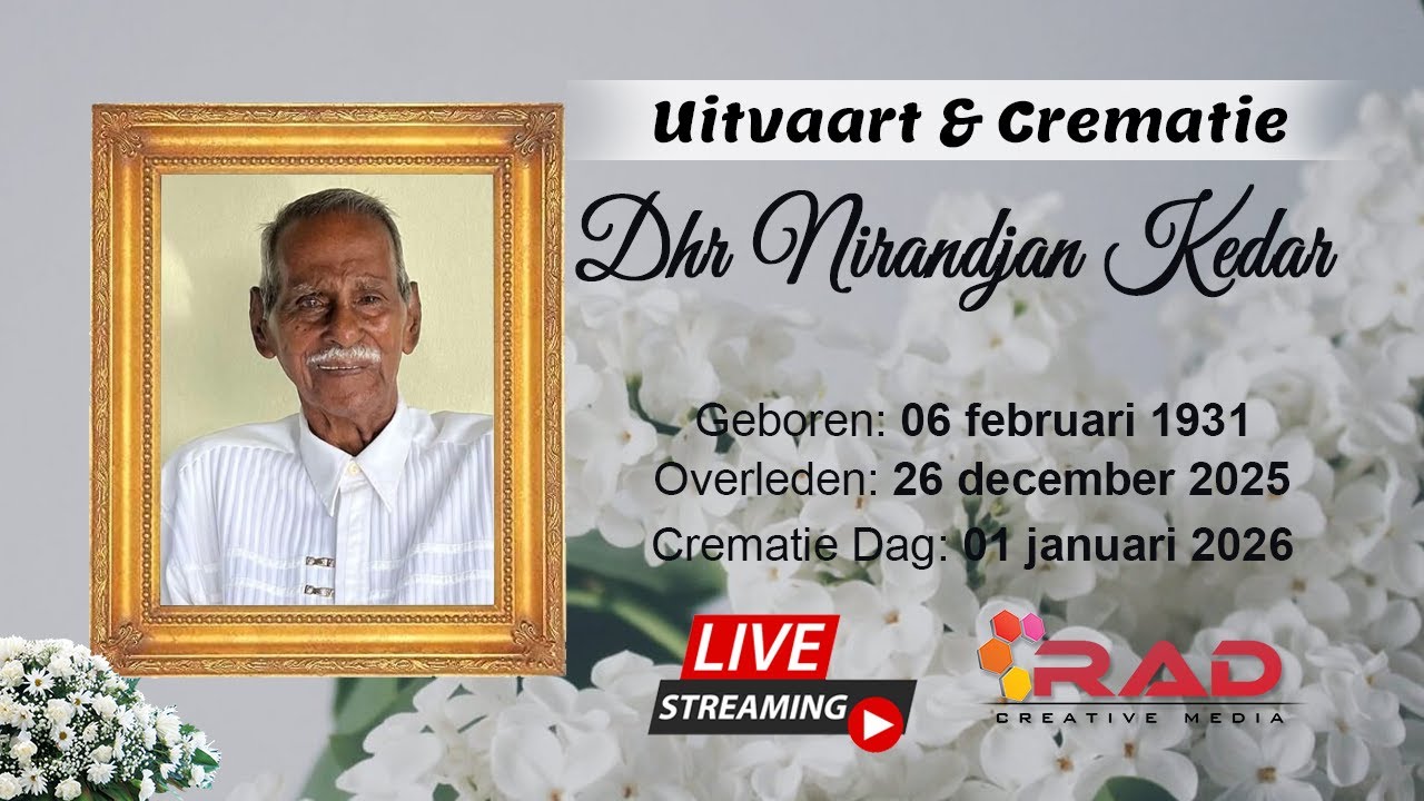 Live Stream: Uitvaart & Crematie van Dhr Nirandjan Kedar