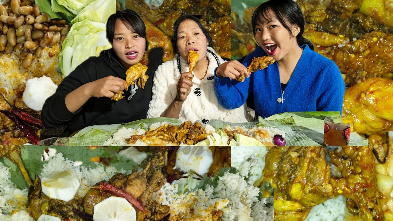 Tasty Chicken Curry With Rice And Cabbage |Naga Mukbang| @PupuRün-j9j