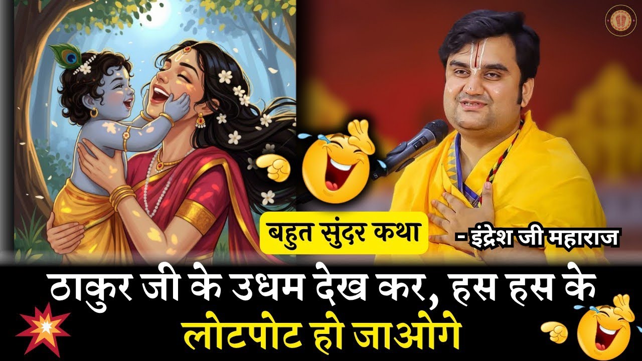 ठाकुर जी के उधम सुन के हंसते हंसते लोट पोट हो जाओगे 😂😅🤣 #indreshji #bhagwatkatha #thakurjileela 