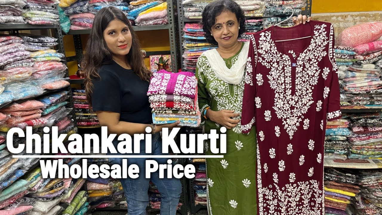 Georgette/Cotton/ Mirror Work Chikankari Kurti Wholesale Price Kolkata  Plus size Available