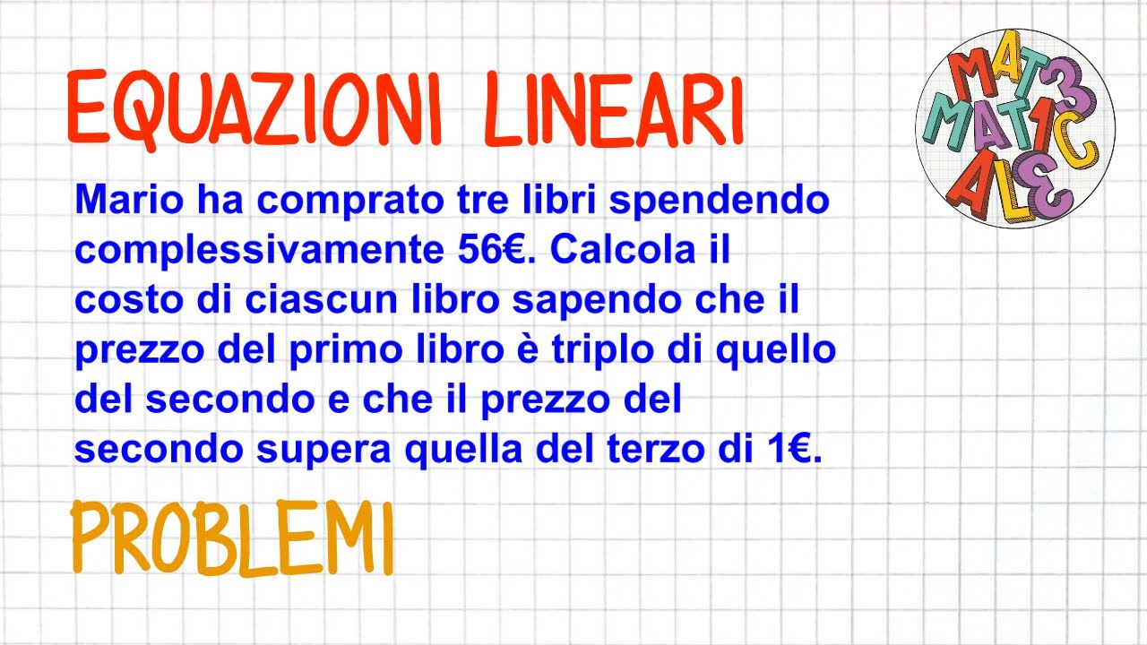 EQUAZIONI LINEARI - PROBLEMI 1 _ EL55