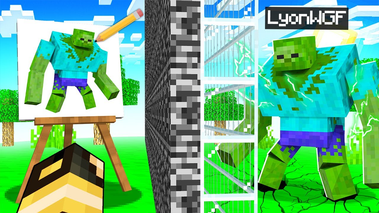 QUELLO CHE DISEGNO PRENDE VITA SU MINECRAFT! BATTAGLIA MOB!!