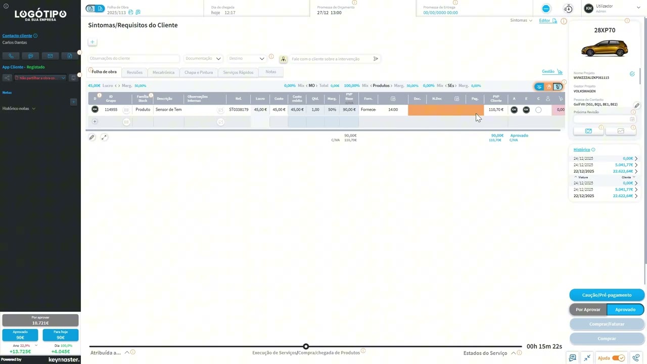 Keymaster - FAQ - Lançamento de Documentos diretamente na Tabela de Serviços