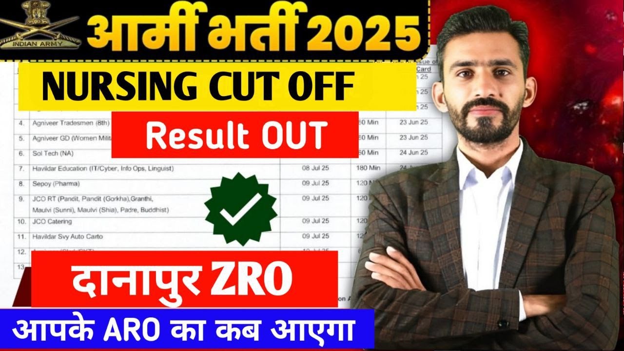 Good News || Army nursing assistant final result out || Danapur ZRO FINAL CUT OFF