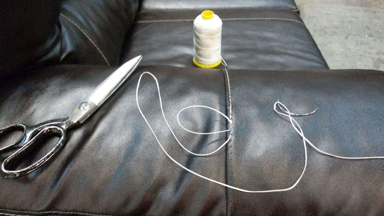 how to restored a decorative seam on leather arm of the sofa