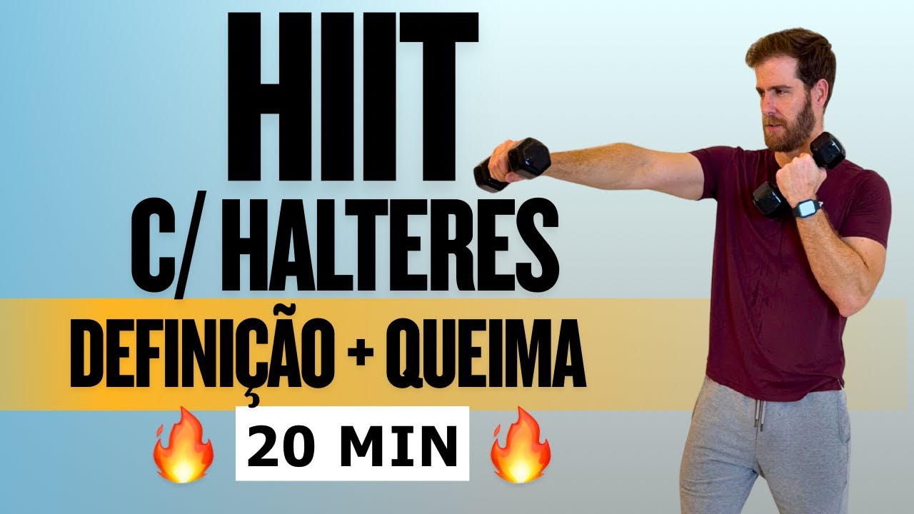 20 MIN HIIT COM HALTERES - P/ DEFINIR E TONIFICAR OS MUSCULOS - Treino em casa, com pesos