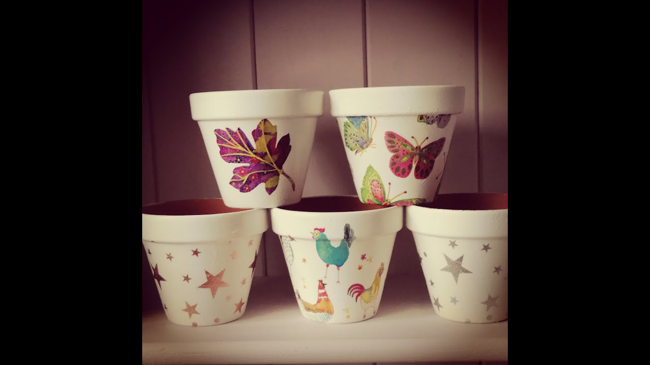 DECOUPAGE PLANT POT Decorating with Napkins