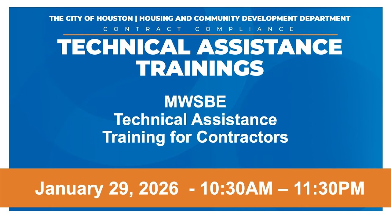 MWSBE Technical Assistance Training for Contractors - 1st Quarter 2026