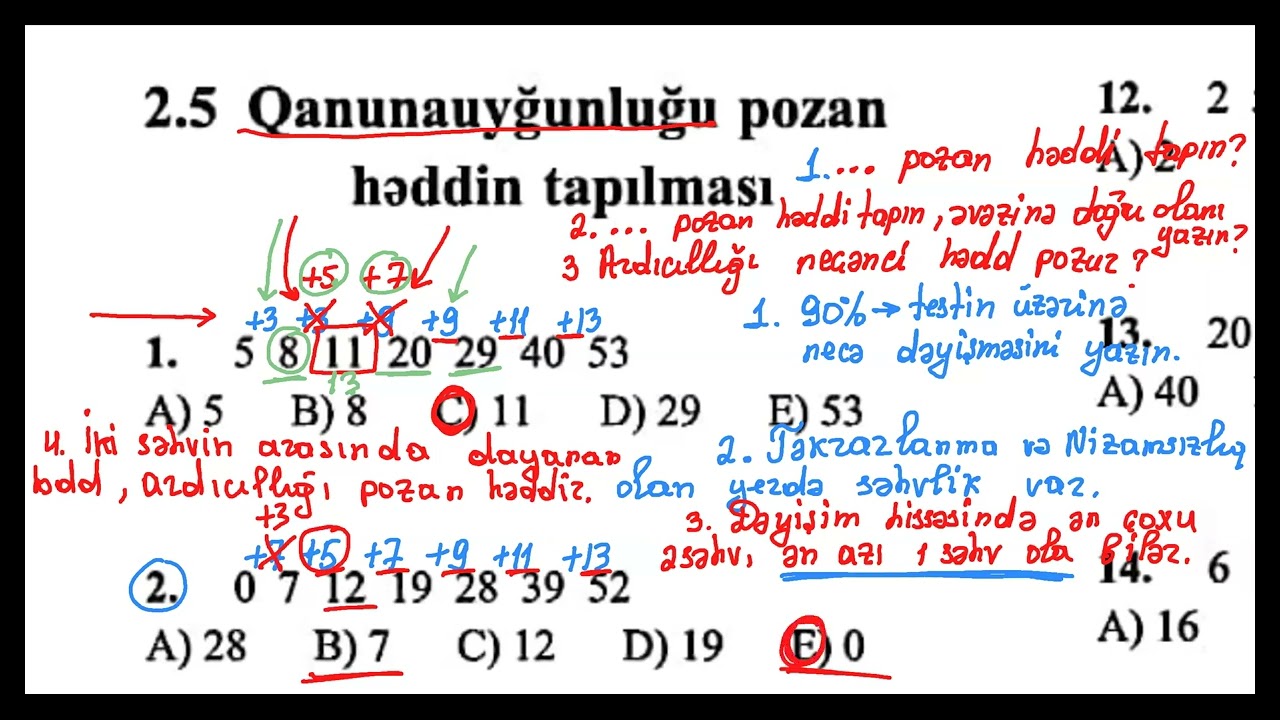 Qanunauyğunluğu pozan həddin tapılması 2023