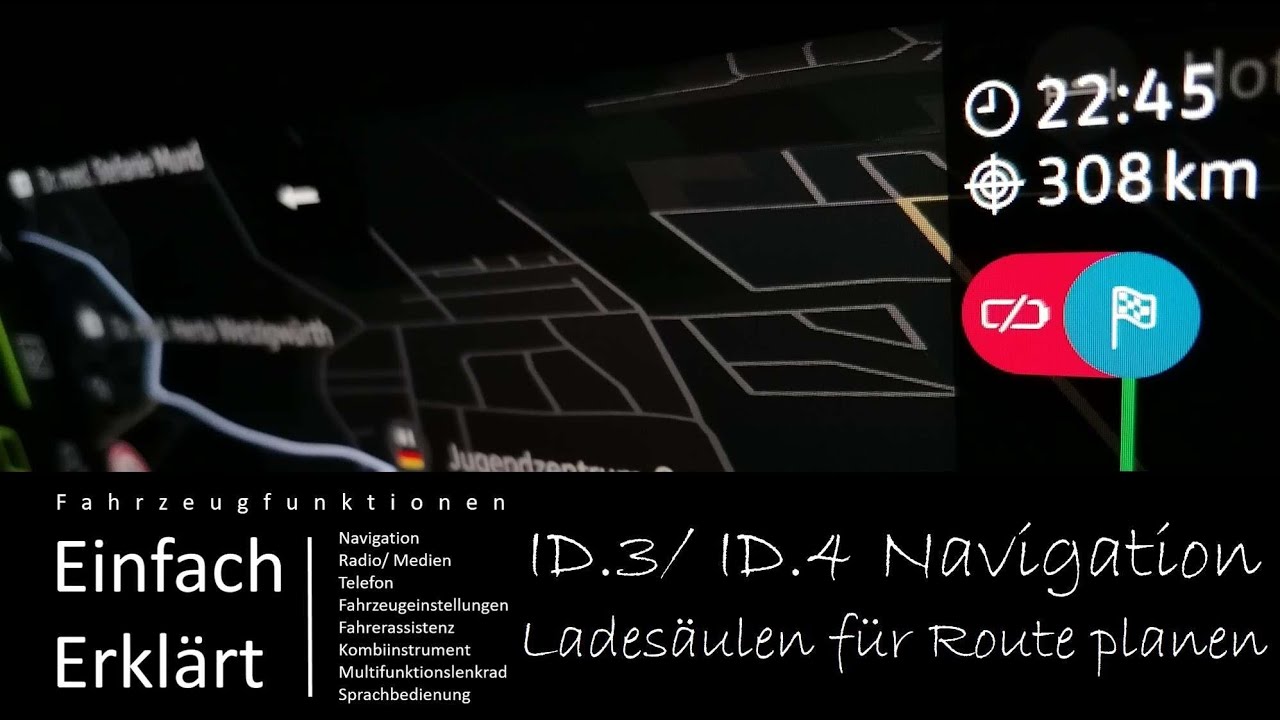 VW ID 3 ID4- Navigation | Automatisch Ladestopps zur Route hinzufügen | Ladesäulen finden & tauschen
